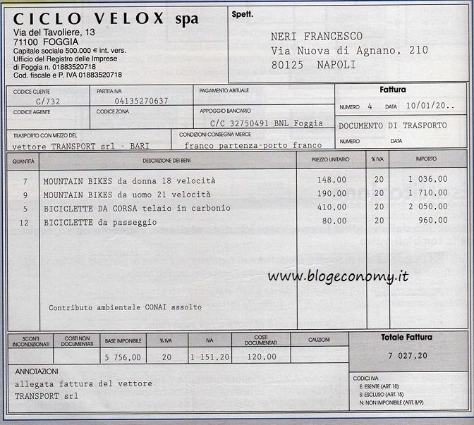 Compilazione Della Fattura